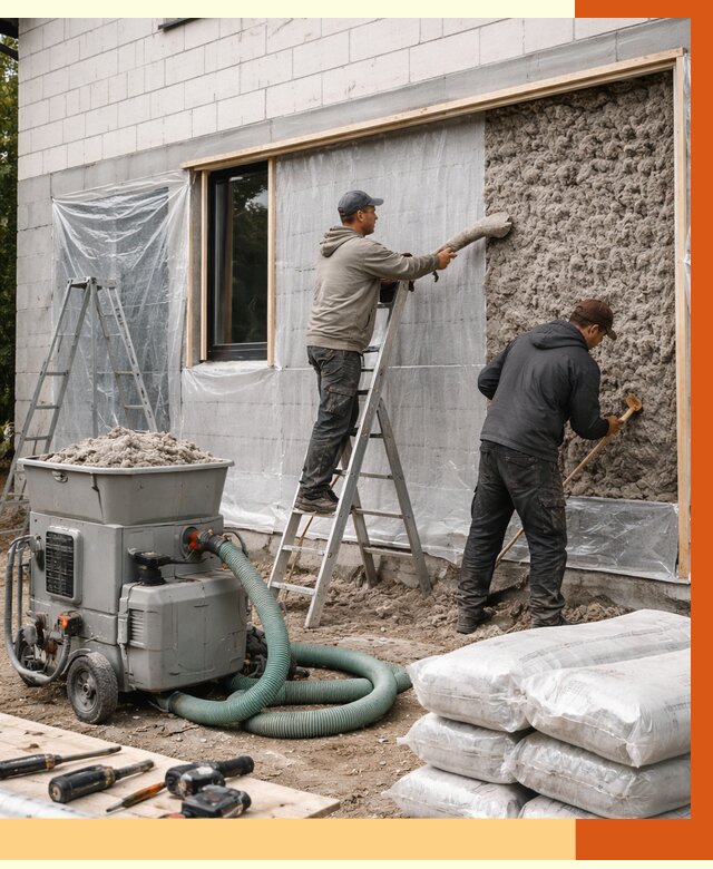 Утепление дома из газобетона эковатой в Коркине от 4671 руб./м2 | ТепломастерКрк