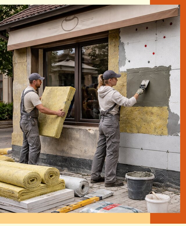 Утепление кафе в Коркине от 4360 руб/м2 — комплексно под ключ | ТепломастерКрк